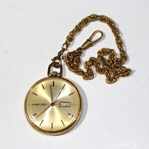 Vintage Gold Plated Jubilee Pocket Watch